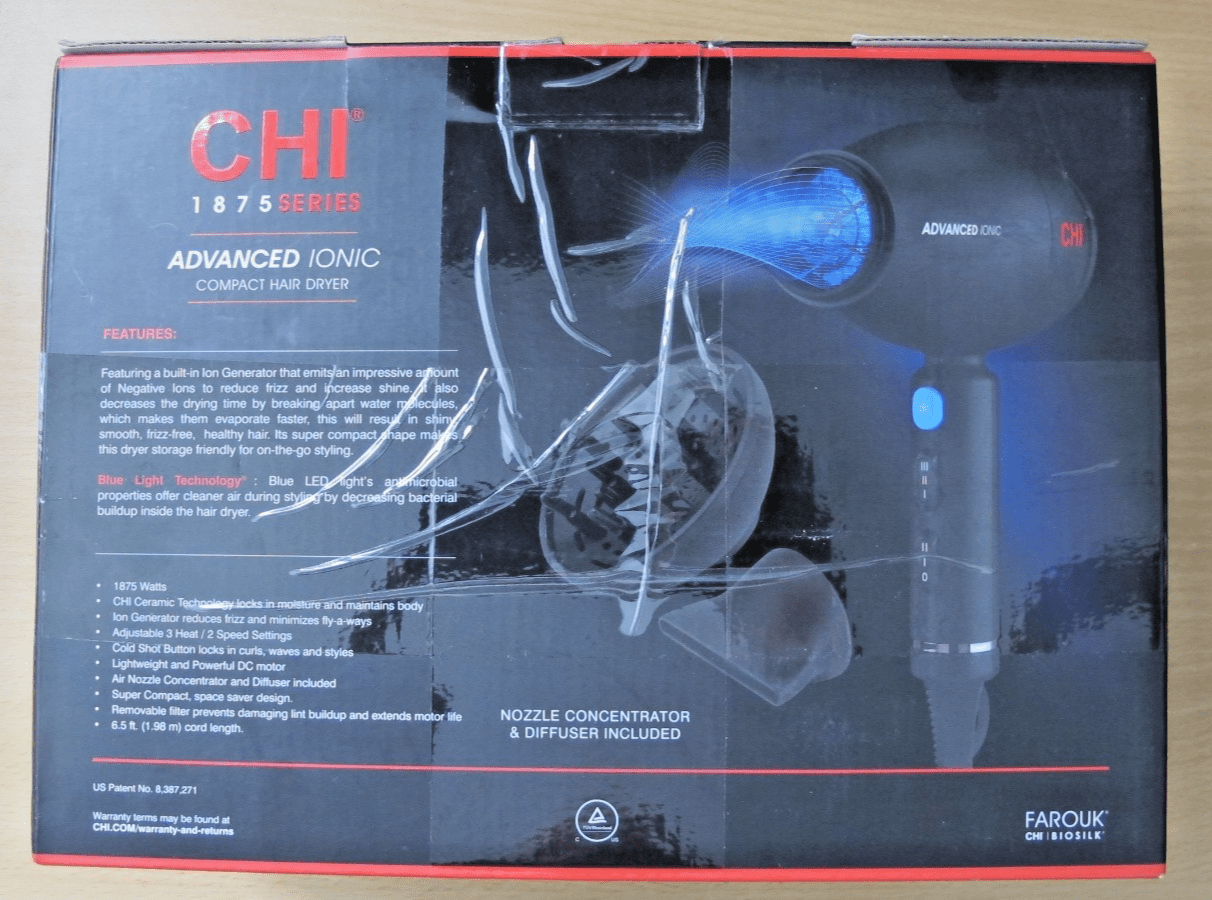 CHI 1875 Series Advanced Ionic Compact Hair Dryer Matte Black Open Box unused - MagsTag