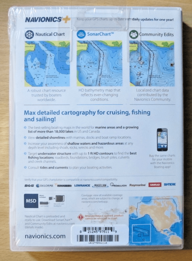 Navionics MSD/NAVPLUSNI Preloaded Chart of All USA Canada Marine & Lakes Charts - MagsTag