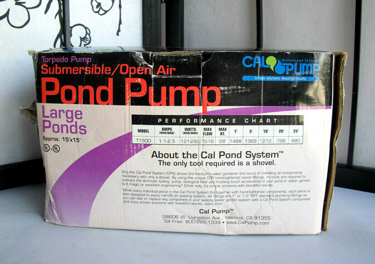 Cal Pump 1500GPH Torpedo Pump Submersible/Open Air Large Ponds Pump