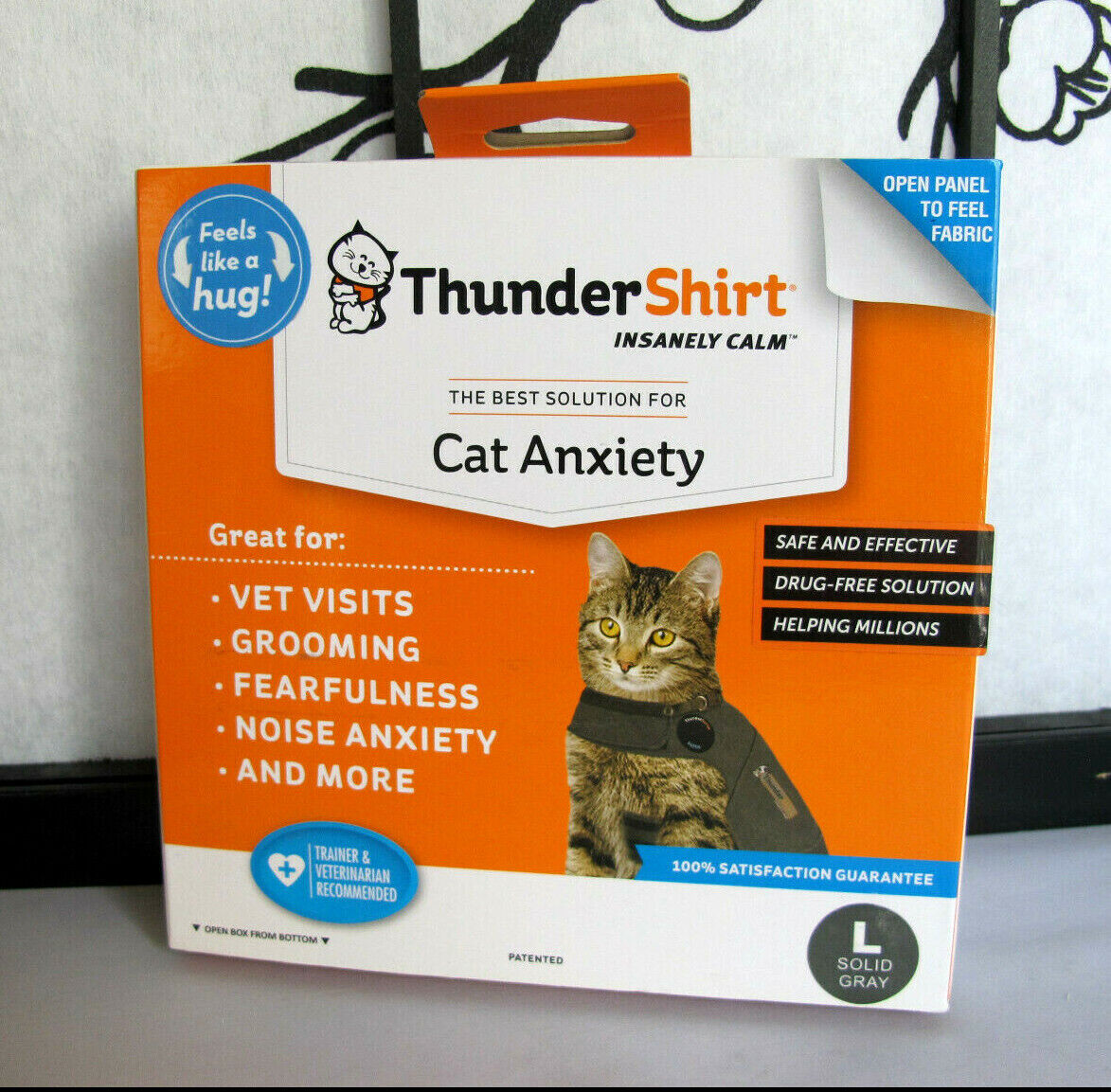 ThunderShirt T02-HGL Insanely Calm Cat Anxiety Shirt Large - Heather Grey
