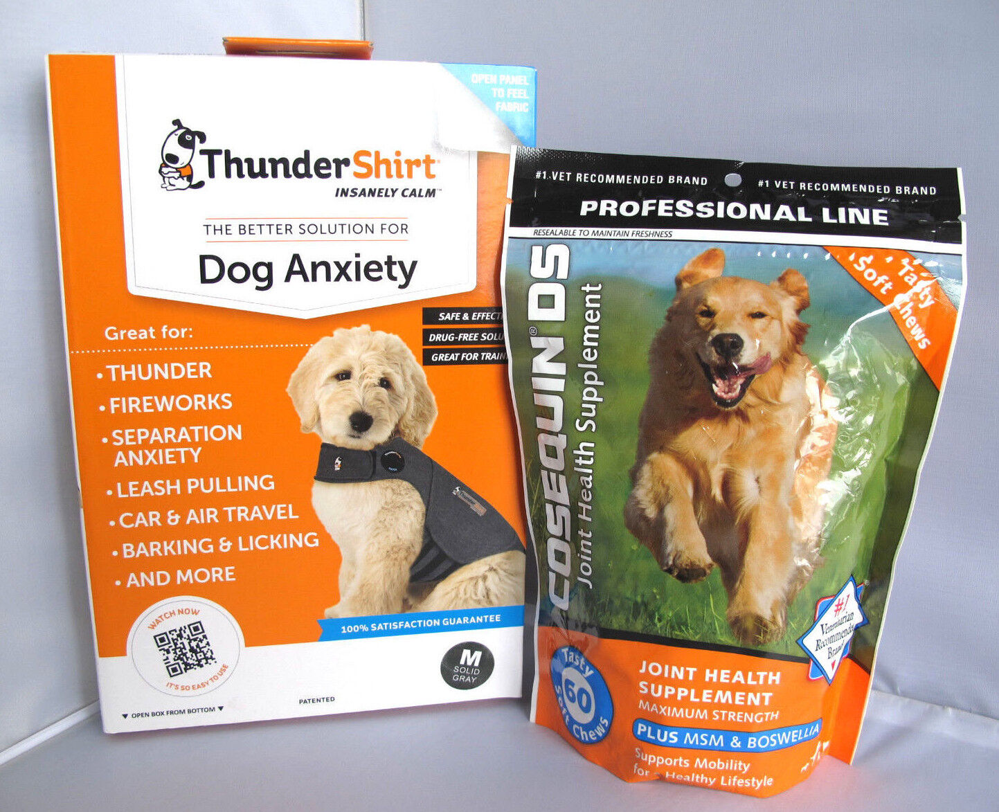 Thundershirt Dog Anxiety Shirt Grey M & Cosequin DS Joint Health Supplement