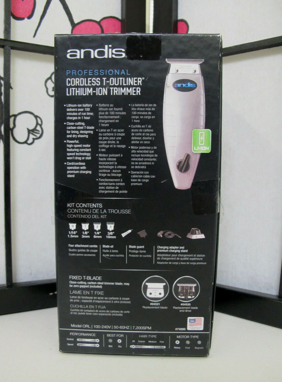 Andis 74000 Professional Cordless T-Outliner Beard/Hair Trimmer