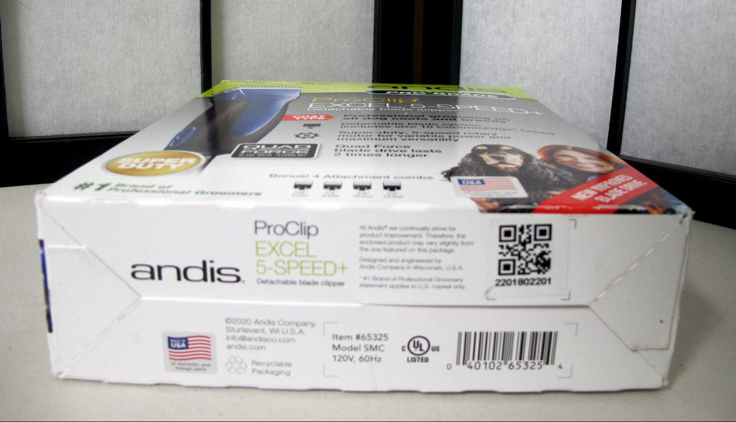 Andis ProClip Excel 5-Speed Detachable Blade Pet Clipper 65325 - Blue