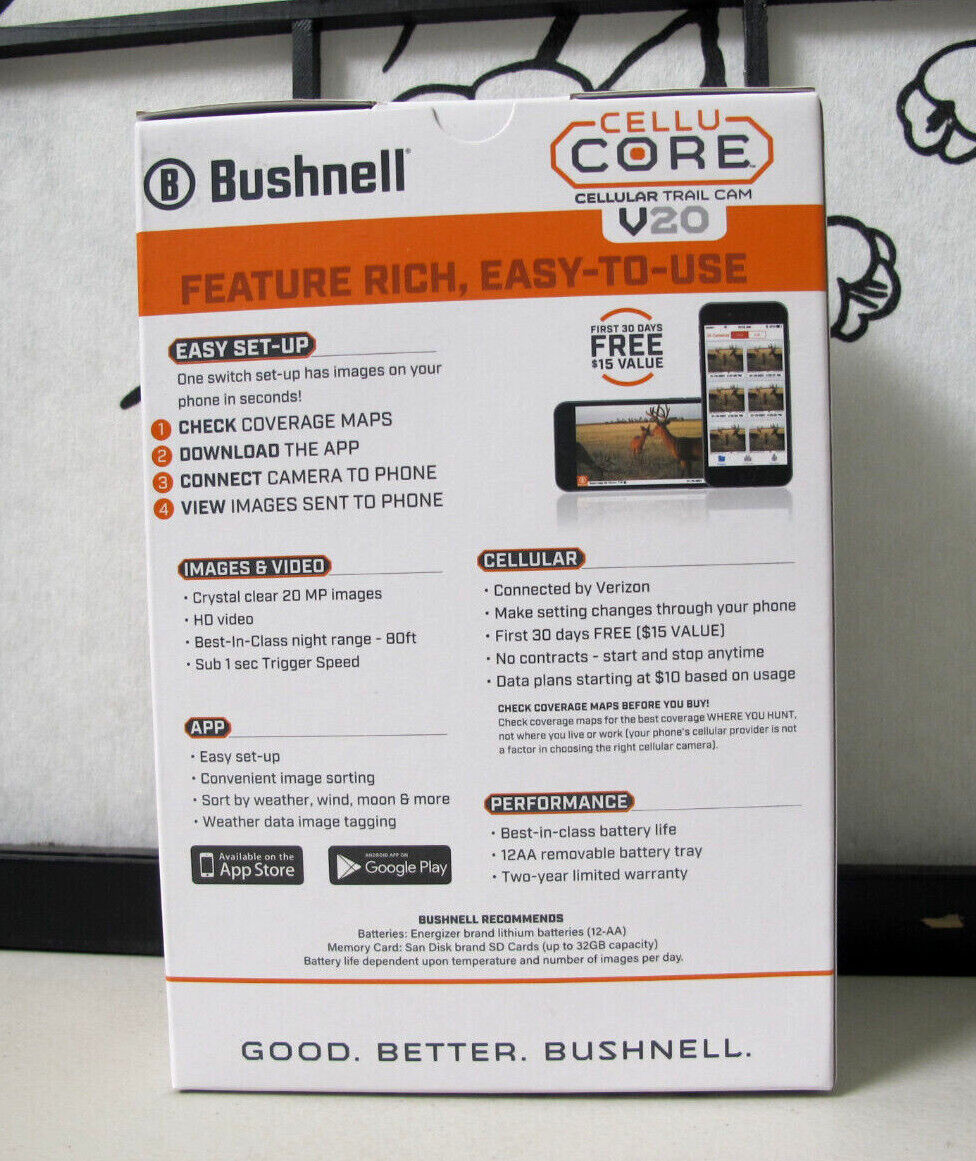 Bushnell CelluCORE 20 No Glow Cellular Trail Camera - Verizon