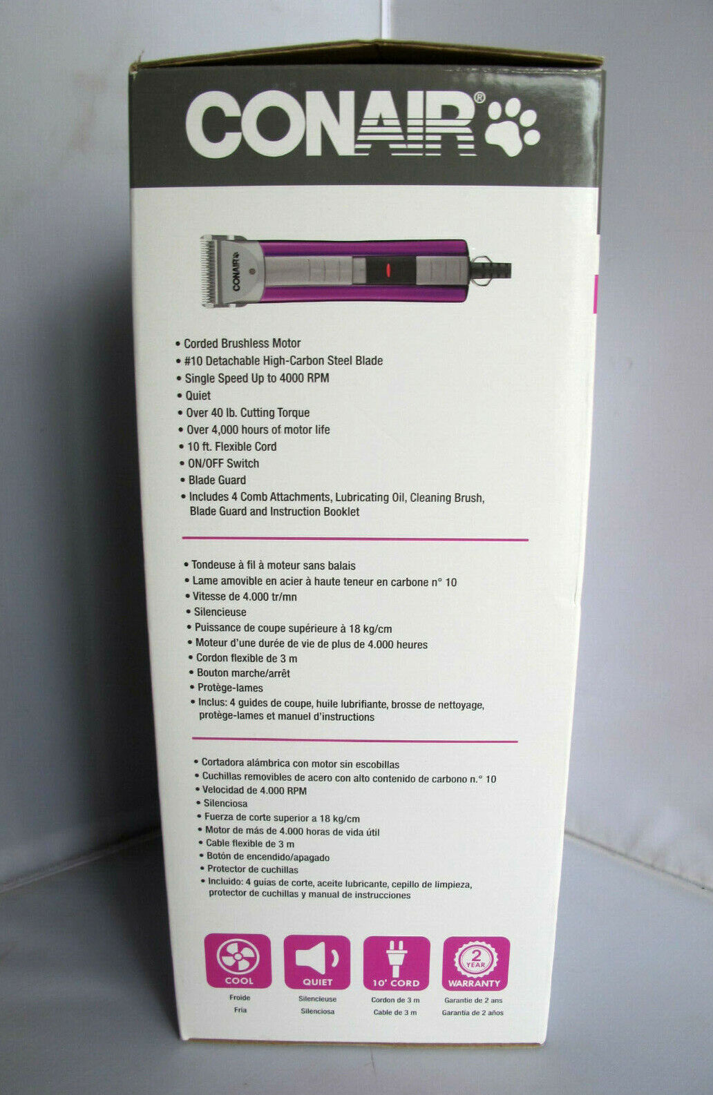 Conair Dyna Groom Professional Brushless Motor Single Speed Pet Clipper PS96TP