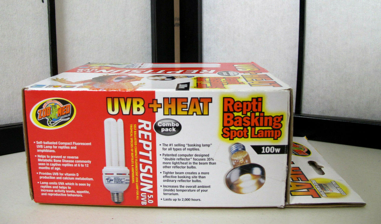 Zoo Med UVB+Heat Reptisun 5.0 26W UVB & Repti 100W Basking Spot Lamp Combo Pack