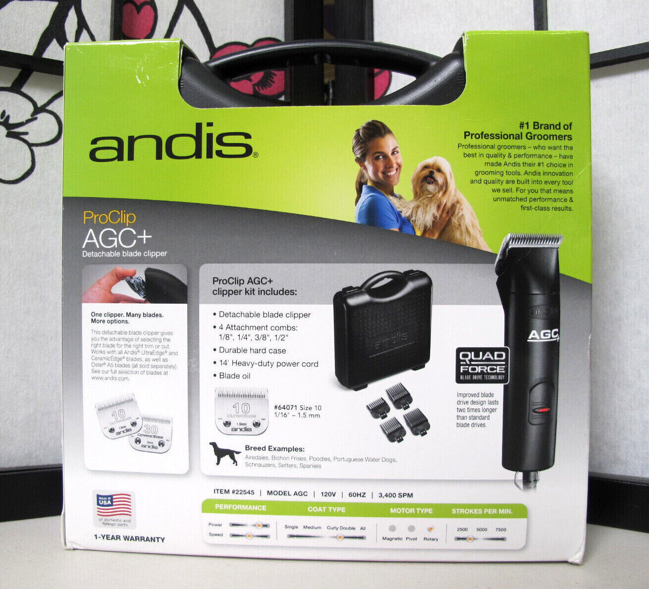 Andis ProClip AGC 1-Speed Detachable Blade Clipper Kit 22545