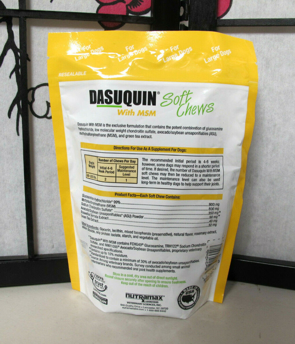 DASUQUIN MSM Soft Chews For Large Dogs 60 lbs. and Over Count of 84 Exp 2023