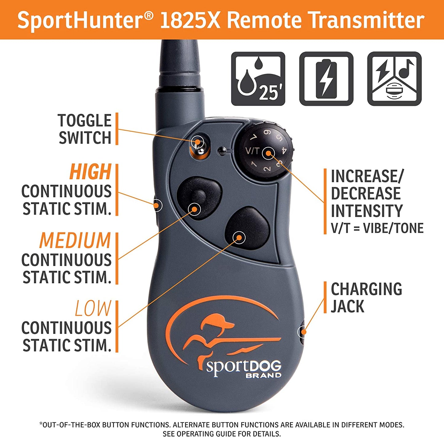 Sportdog Brand Sporthunter 1825X Remote Trainer - Rechargeable Dog Training Collar with Shock, Vibrate, and Tone - 1 Mile Range - SD-1825X