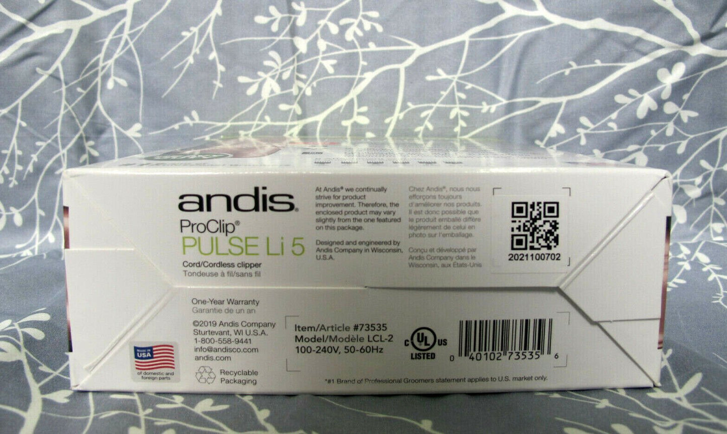 Andis Pulse Li 5 Cord/Cordless Pet Clipper 73535 Rose Gold - MagsTag