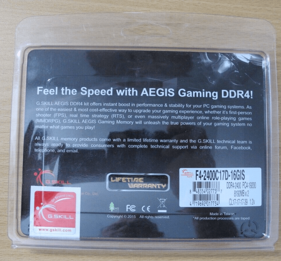 16GB G.Skill DDR4 Aegis 2400MHz PC4 - 19200 CL17 Dual Channel Memory Kit (2x8GB) - MagsTag