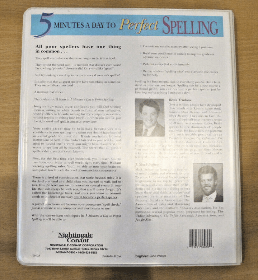 5 Minutes a Day to Perfect Spelling - Audio Seminar - 6 Audio Cassette Set - MagsTag