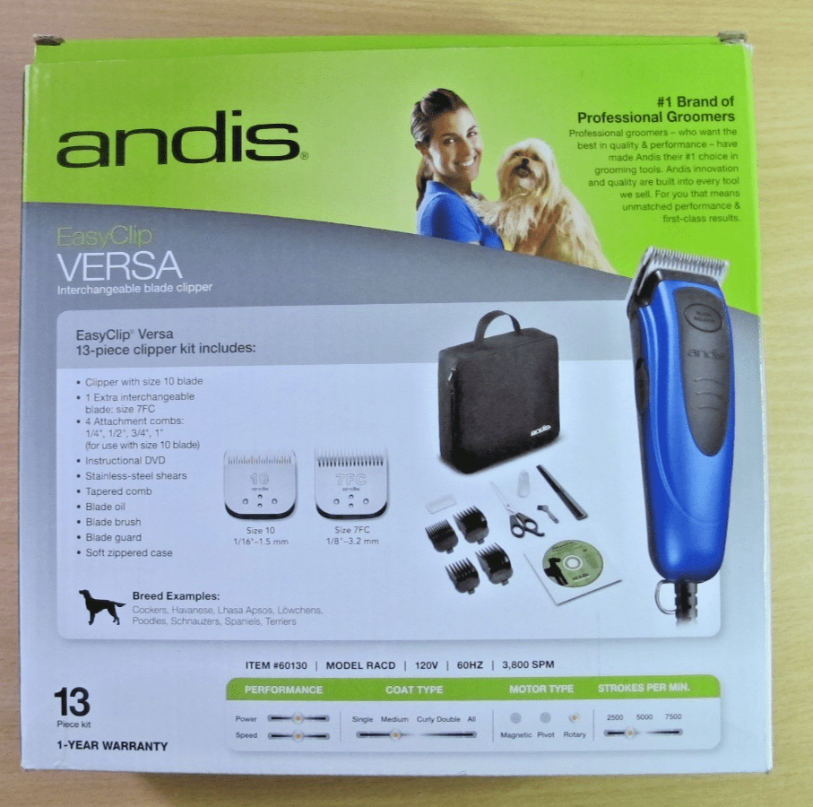 Andis EasyClip Versa Clipper Kit Blue Pet Grooming RACD 1309 Open Box Unused - MagsTag