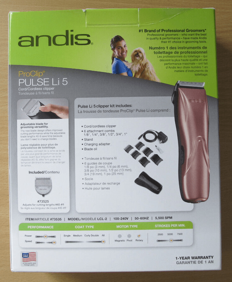 Andis ProClip Pulse Li 5 Cord Cordless Clipper Rose Gold Open box Unused LCL - 2 - MagsTag
