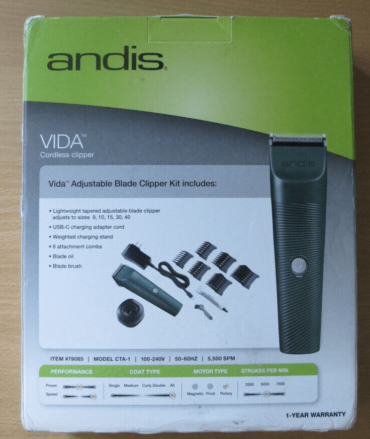 ANDIS VIDA ADJUSTABLE BLADE DOG CORDLESS CLIPPER 79085 Open Box Unused CTA - 1 - MagsTag