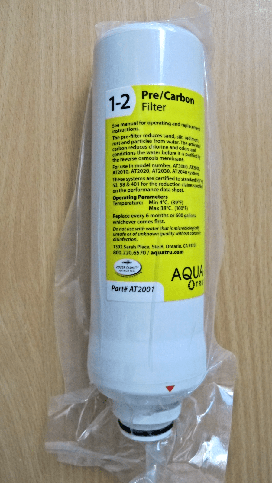 AquaTru Above Sink 6 - Months Replacement Pre Carbon Filter 10AT022SF01 AT2001 - MagsTag