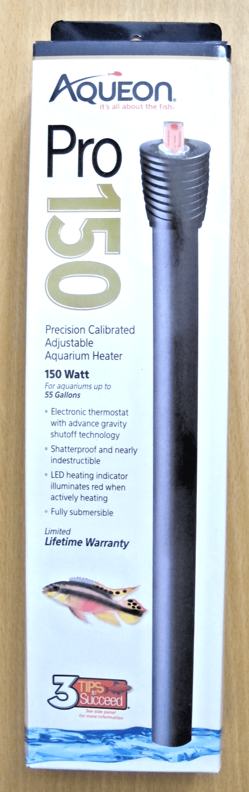 Aqueon Pro 150 Watt Submersible Aquarium Heater 55 Gal Tank Open Box New - MagsTag