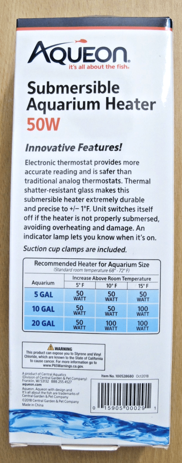 Aqueon Submersible Aquarium Heater, 50 Watts, Up to 20 Gallons 0291 Open Box - MagsTag