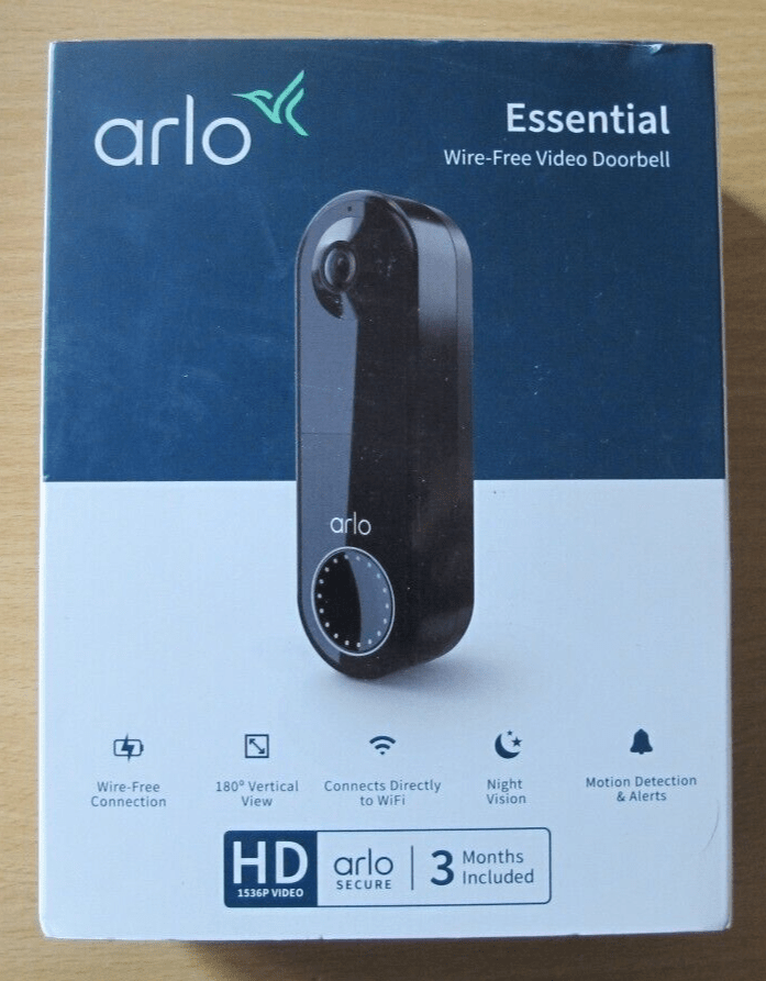 Arlo Essential Wireless Video Doorbell Bundle battery powered Black Unused Mint - MagsTag