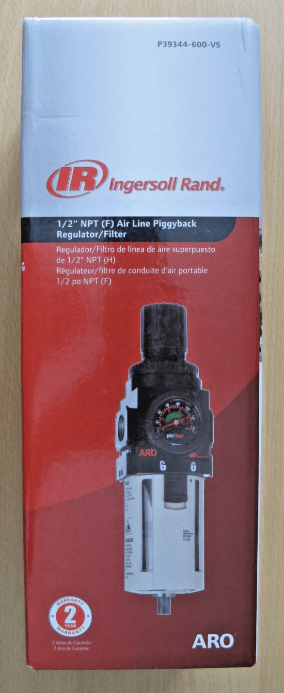ARO P39344-600-VS Air Filter-Regulator Piggyback 1/2" NPT 150 psi Max Inlet - MagsTag