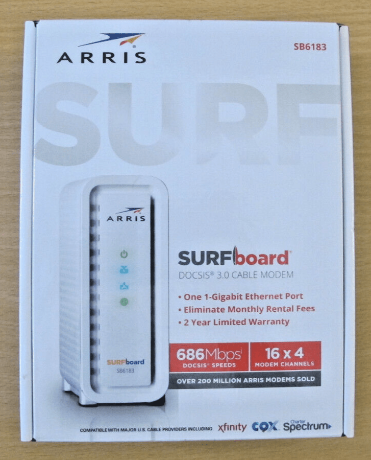 ARRIS SURFboard SB6183 16 x 4 DOCSIS 3.0 Cable Modem White - MagsTag
