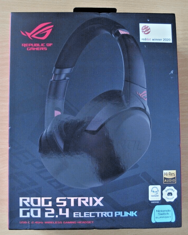 ASUS ROG Strix Go 2.4 Electro Punk Wireless Gaming Headphones with USB - C 2.4 GHz - MagsTag