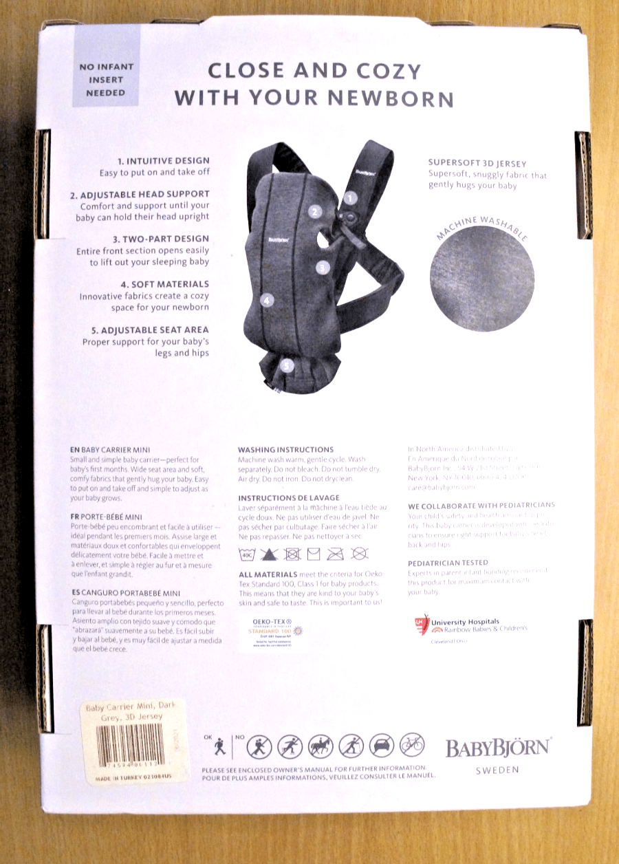Babyjorn Carrier Mini 3D Jersey Lightweight Soft Fabric Dark Gray (7 - 25 lbs) - MagsTag
