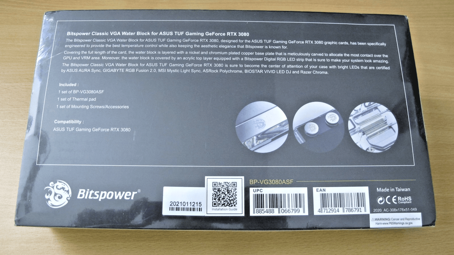 Bitspower Classic VGA Water Block for ASUS TUF Gaming GeForce RTX 3080 VG3080ASF - MagsTag