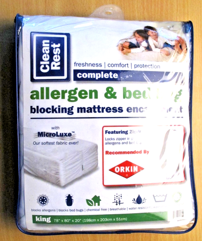 Clean Rest Allergent Bed Bug Blocking Mattress Encasement King Zip - N - Click - MagsTag