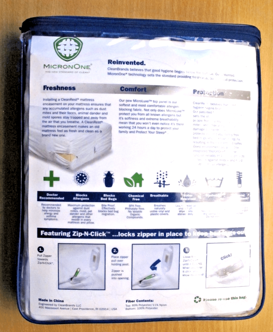 Clean Rest Allergent Bed Bug Blocking Mattress Encasement King Zip - N - Click - MagsTag