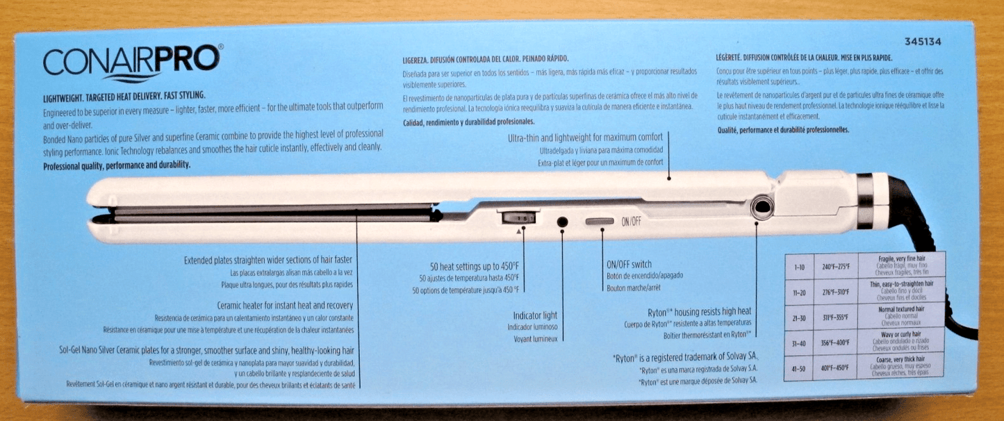 Conair Pro Nano Silver Ceramic Tools Ionic Straightening Iron 1 inch Ultra Thin - MagsTag