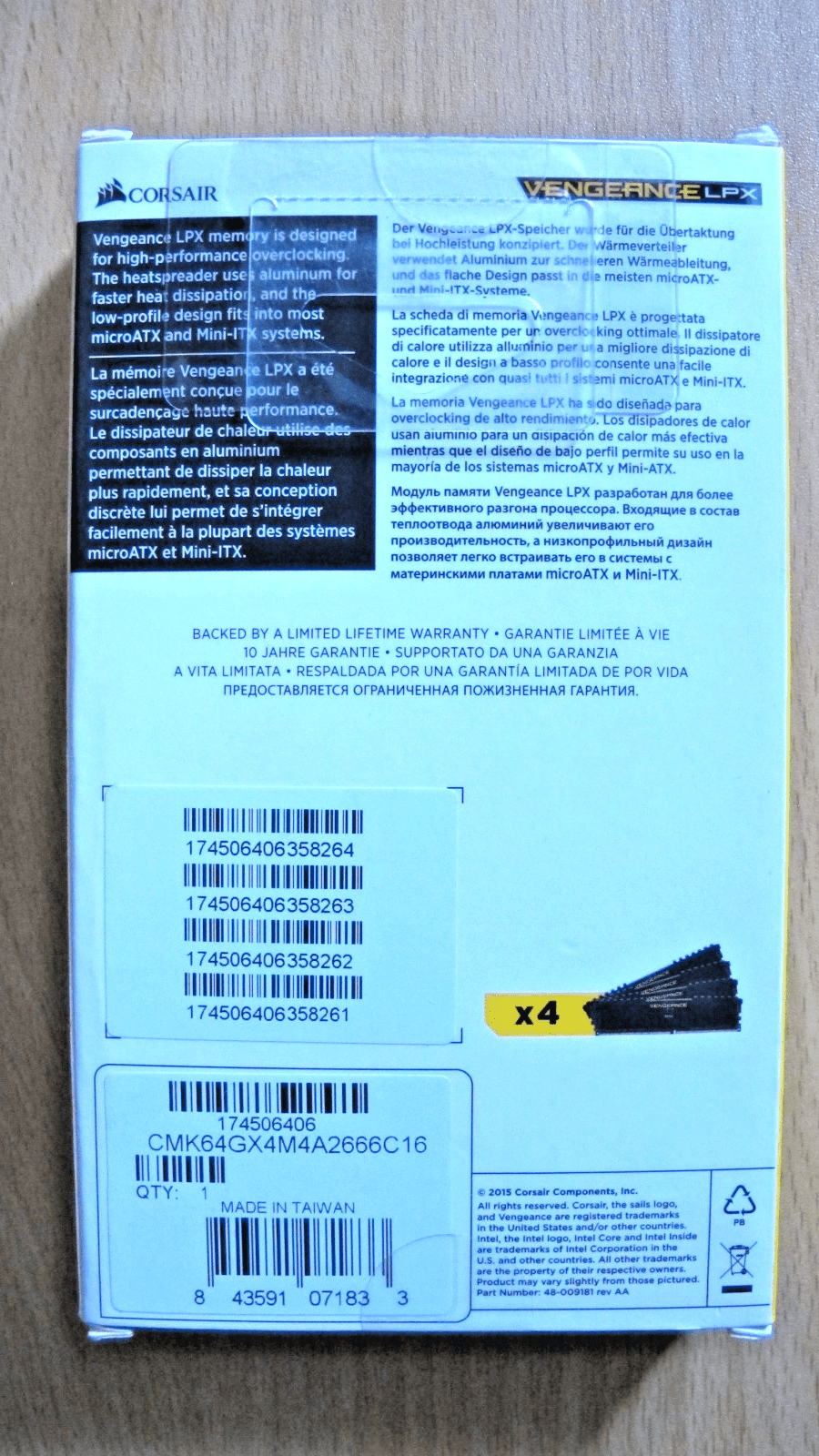 Corsair Vengeance LPX 64GB (16GBx4) DDR4 2666MHz RAM CMK64GX4M4A2666C16 Gamming - MagsTag
