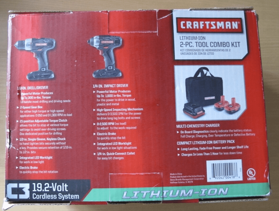 Craftsman 955233 Lithium - Ion 19.2V 2 Piece Tool Combo Kit Drill Impact Open Box - MagsTag