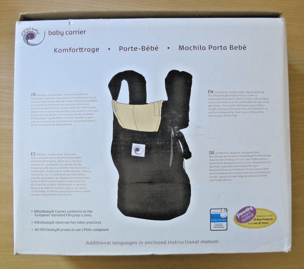 ERGObaby The Original Baby Carrier Black Camel BC6CA 7–45 lbs (3.2–20.4 kg) - MagsTag