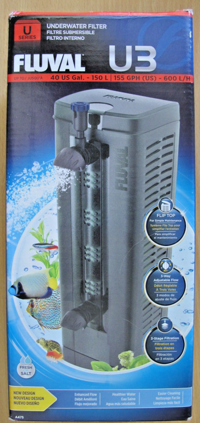 Fluval U3 40 Gal Underwater Filter Submersible Aquarium Filtration Kit OPEN BOX - MagsTag