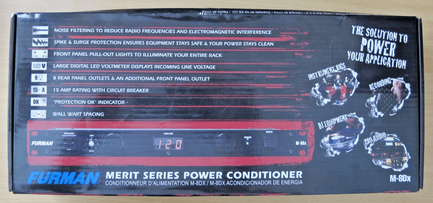 Furman M - 8DX 15A 9 Outlet Power Conditioner Surge Protect Digital Meter Light - MagsTag