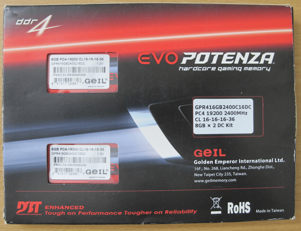 GeIL EVO POTENZA 16GB (2x8GB) PC4 - 19200 DDR4 - 2400 RAM Gaming GPR416GB2400C16DC - MagsTag