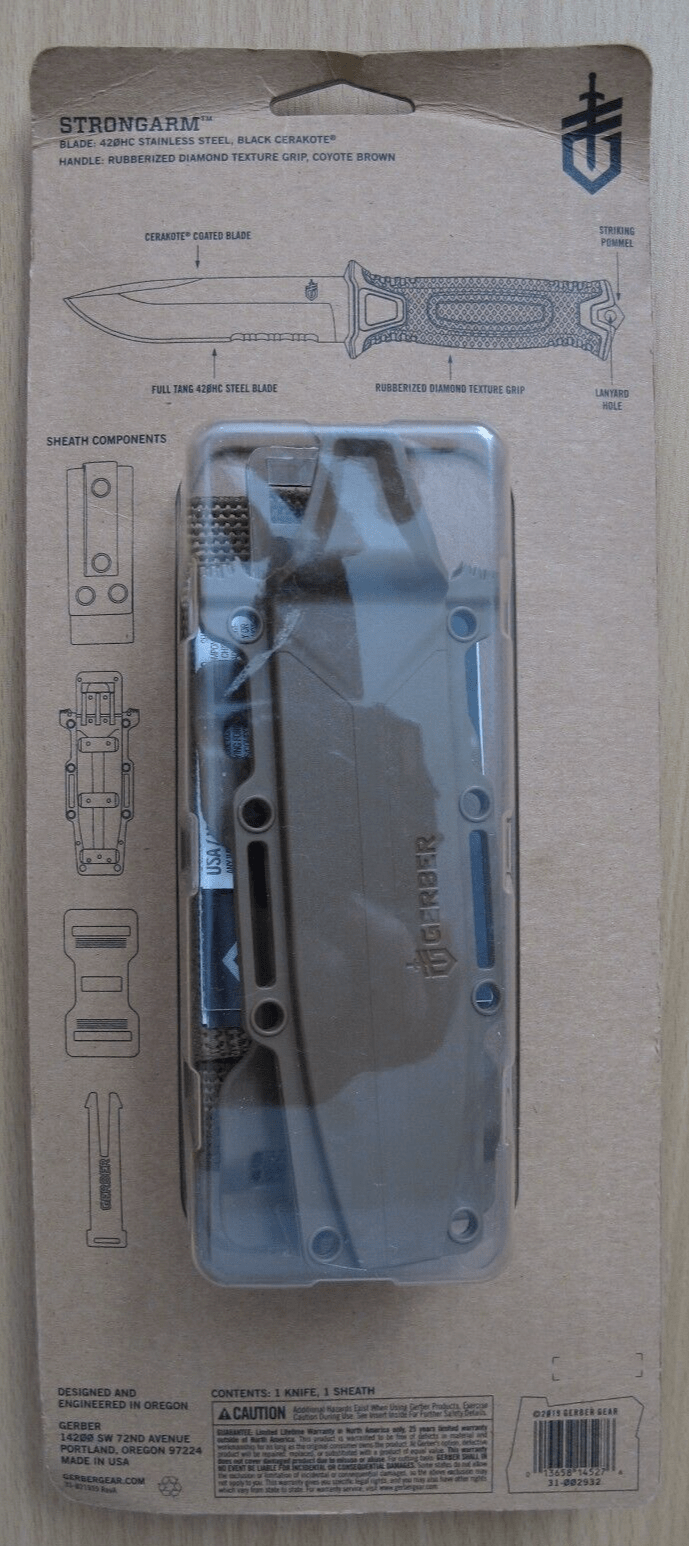 GERBER Strongarm 30 - 001059 Fixed Serrated Blade Tactical Knife, Full Tang 4.8" - MagsTag