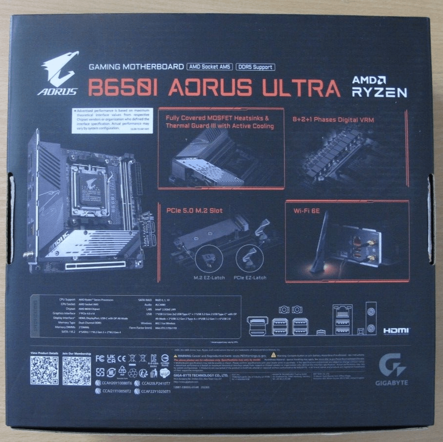 GIGABYTE B650I AORUS ULTRA AM5 AMD B650 SATA 6Gb/s Mini ITX WD Black 1TB SN770 - MagsTag