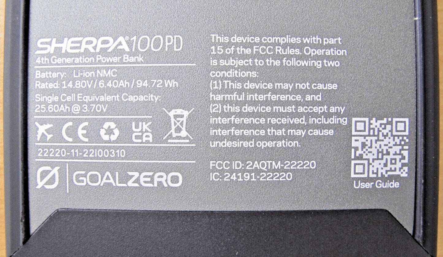 GOAL ZERO SHERPA 100PD USB - C POWER BANK 25600 mAh 22220 4th Gen Open Box - MagsTag
