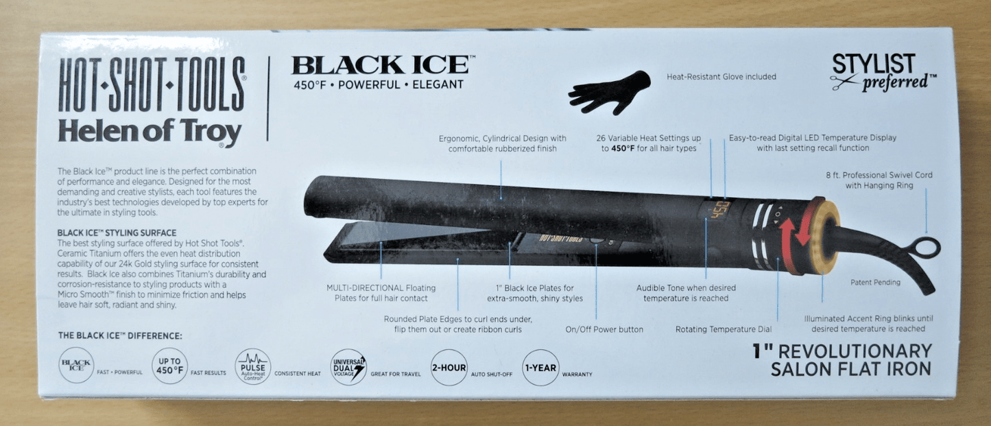 Hot Shot Tools Helen of Troy Flat Iron Black Ice 1" - MagsTag