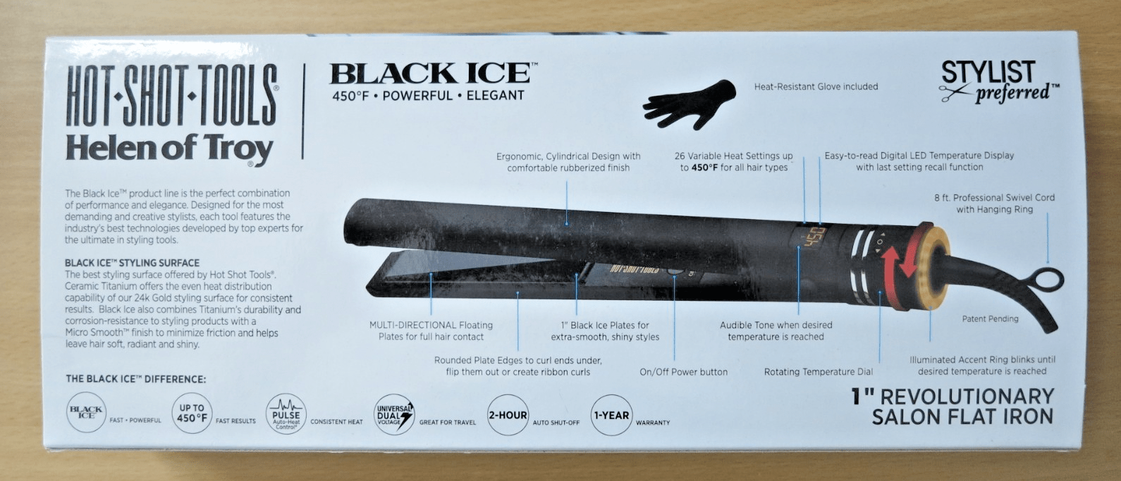 Hot Shot Tools Helen of Troy Flat Iron Black Ice 1" - MagsTag