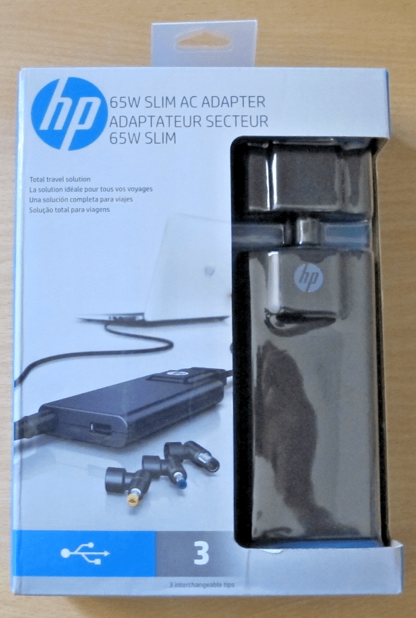 HP 65W Slim AC Adapter G6H47AAABA charge multiple devices 3 tips - MagsTag