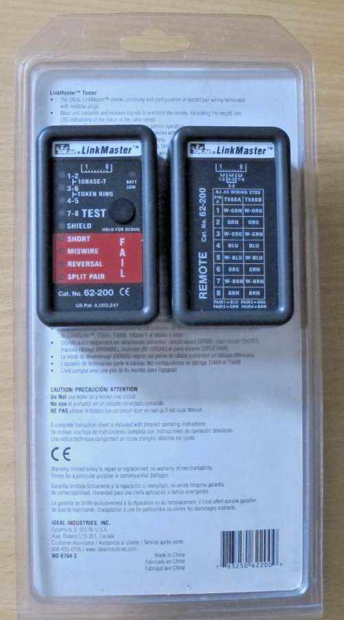 Ideal Linkmaster 62 - 200 Data Cable Tester RJ - 45 CAT5e/6 Wiremapper - MagsTag