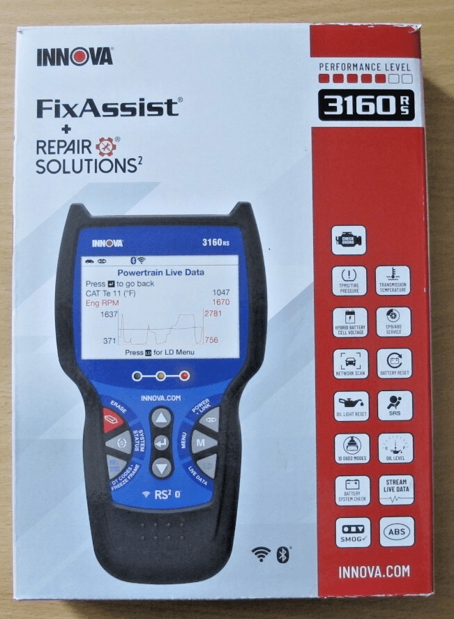 INNOVA 3160RS OBD2 Scanner, ABS Brake Bleeder, SRS Engine Transmission Unused - MagsTag