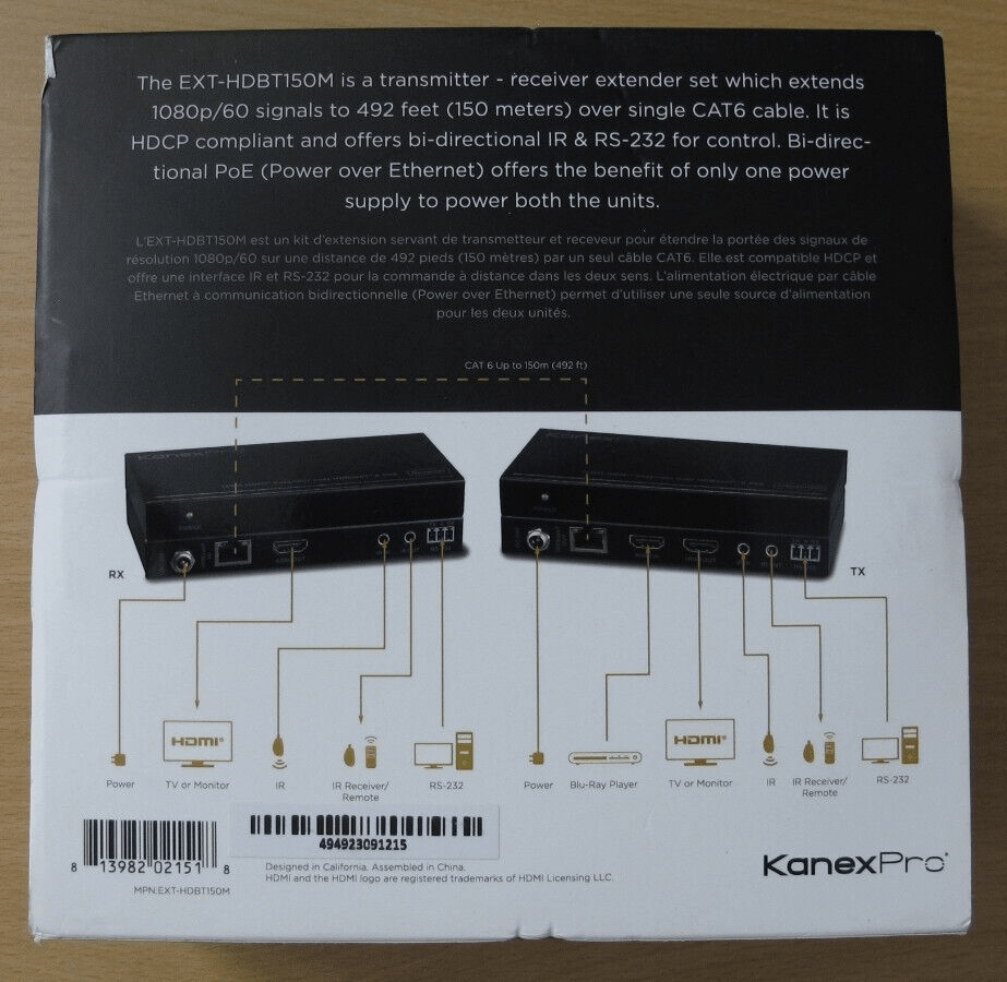 KanexPro HDMI 150m Extender Over HDBASET W/Loop Out EXT - HDBT150M Open Box Unused - MagsTag