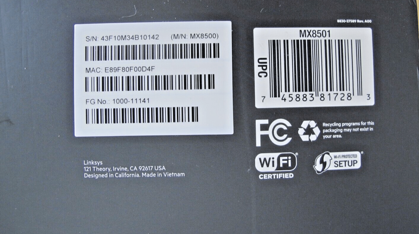 Linksys Atlas Max 6E Tri - Band Mesh WiFi 6E System MX8501 MX8500 New Open Box - MagsTag