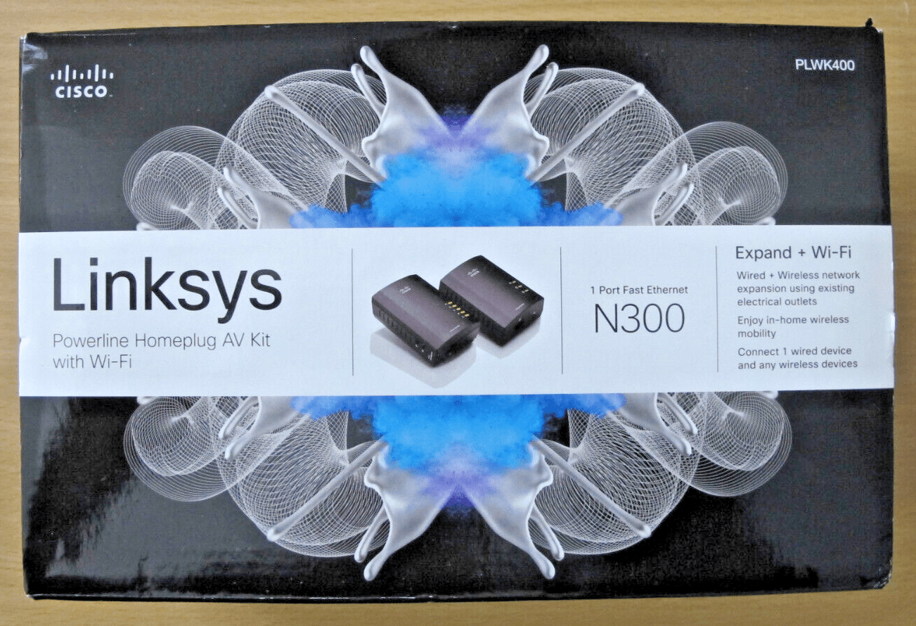 Linksys PLWK400 Powerline Homeplug AV Kit with Wi - Fi N300 1 Port Open Box - MagsTag