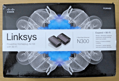 Linksys PLWK400 Powerline Homeplug AV Kit with Wi - Fi N300 1 Port Open Box - MagsTag