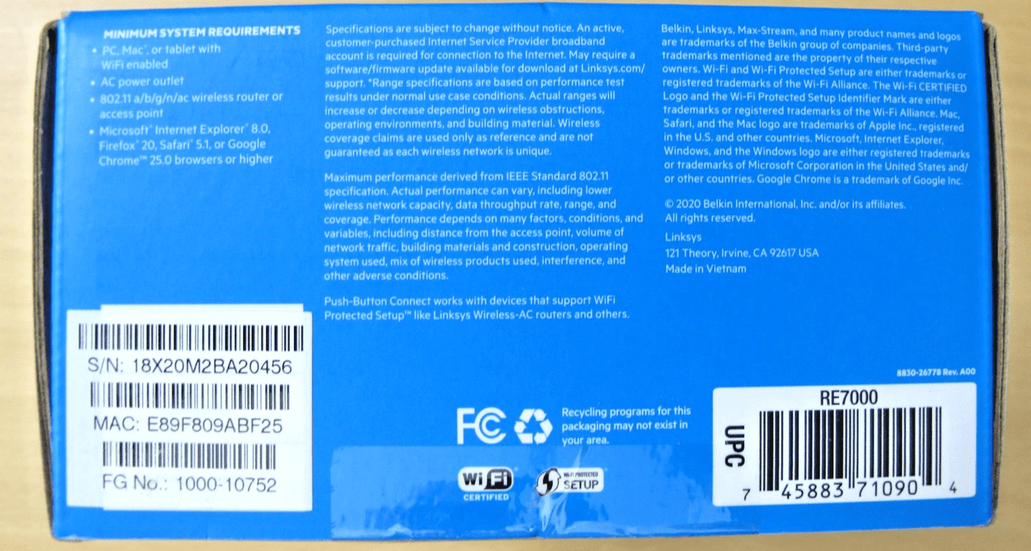 Linksys RE7000 v2 Max Stream AC1900 Gigabit Range Extender WiFi Booster Repeater - MagsTag